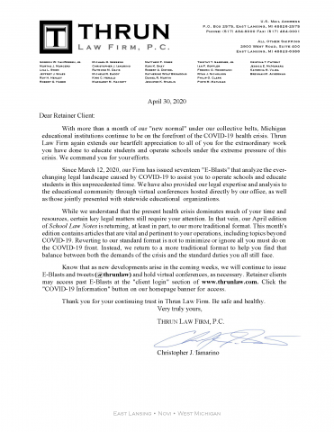 Letter from Thrun President Iamarino re COVID-19